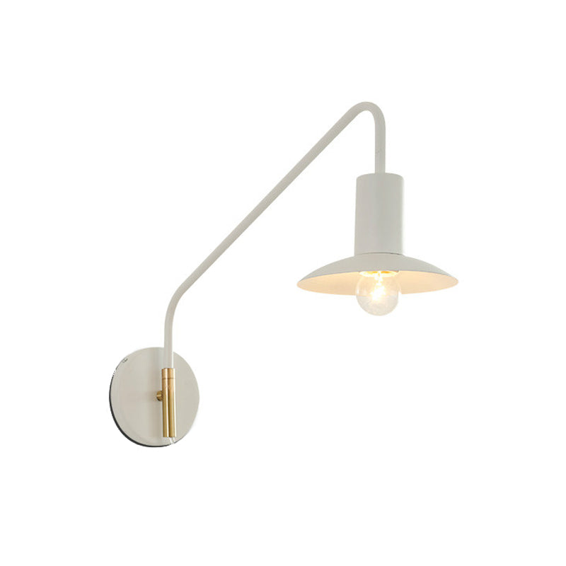 Lisslune | Wide Flare Bedroom Wall Lighting Fixture Metallic 1-Light Modernism Wall Light in White