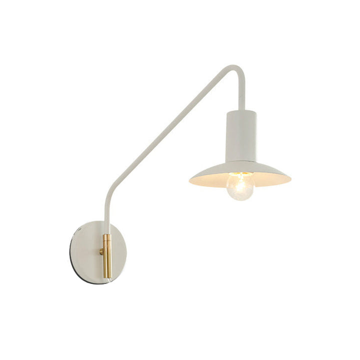 Lisslune | Wide Flare Bedroom Wall Lighting Fixture Metallic 1-Light Modernism Wall Light in White