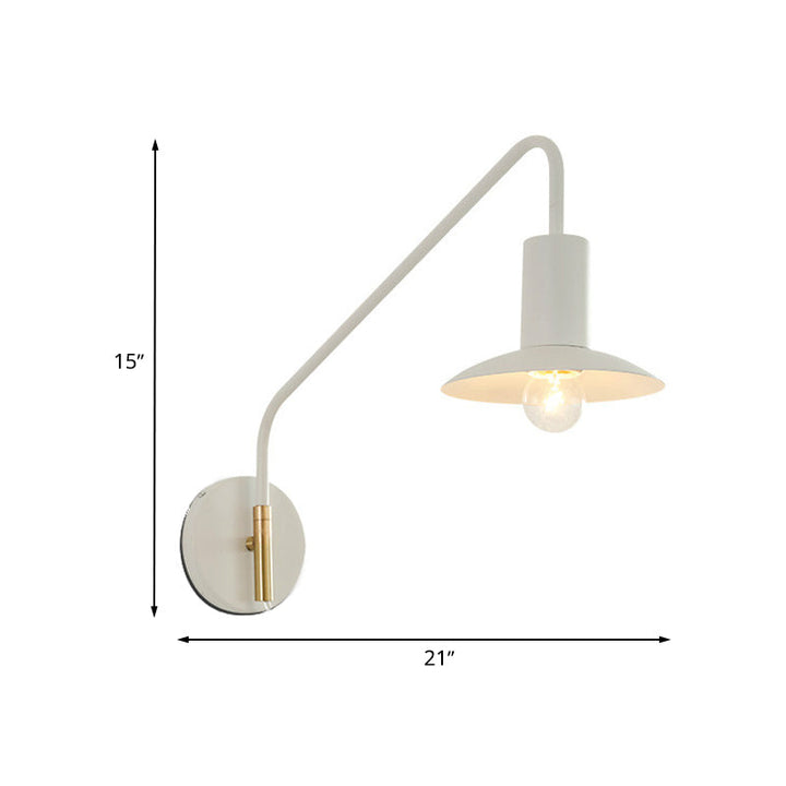 Lisslune | Wide Flare Bedroom Wall Lighting Fixture Metallic 1-Light Modernism Wall Light in White