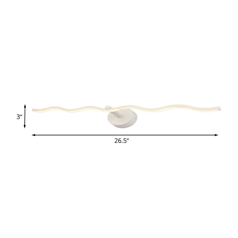 Lisslune | 18"/26.5" L White Wave Vanity Light Fixture Simplicity LED Acrylic Wall Sconces Lighting for Bathroom