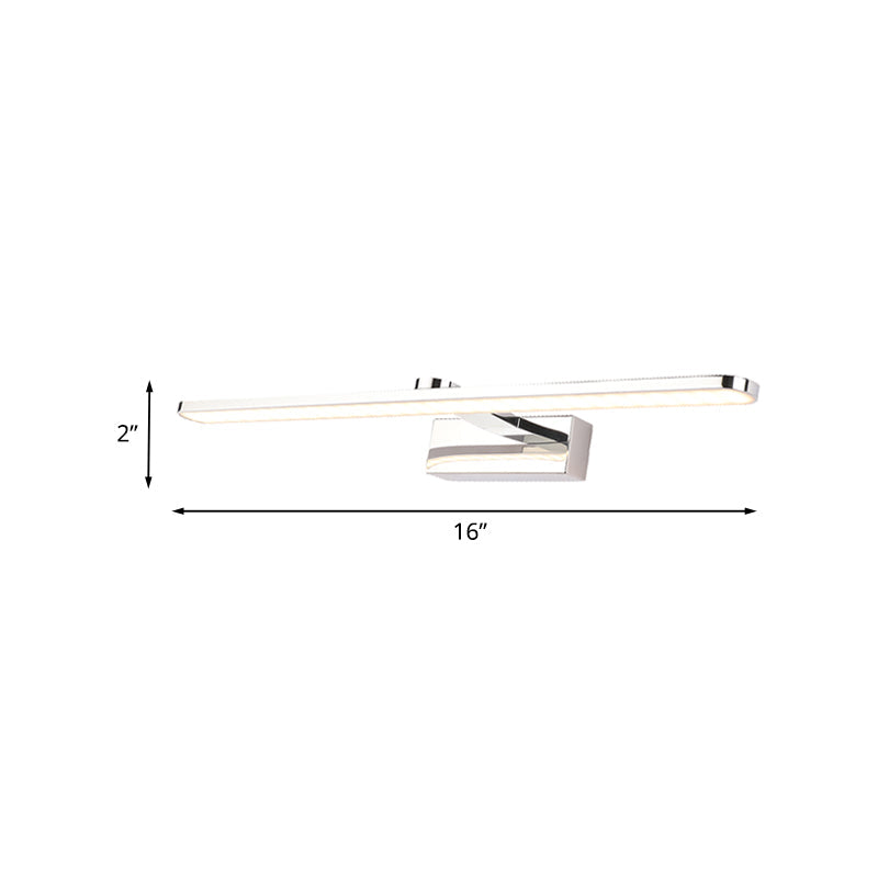 Lisslune | Extended Acrylic Vanity Lighting Simple Style 16"/17"/23" L LED White Finish Wall Light Wall Lamp for Bathroom in Warm/White Light