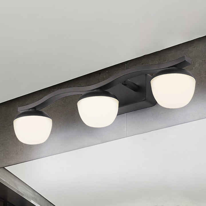 Lisslune | Globe Bedroom Vanity Lamp Acrylic 3 Heads Modern Wall Lighting in Black with Wave Design