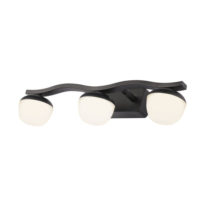Lisslune | Globe Bedroom Vanity Lamp Acrylic 3 Heads Modern Wall Lighting in Black with Wave Design
