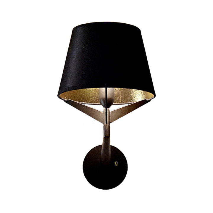 Lisslune | Fabric barrel wall-mounted lighting modern 1 head black surface wall lamp with tripod lamp support