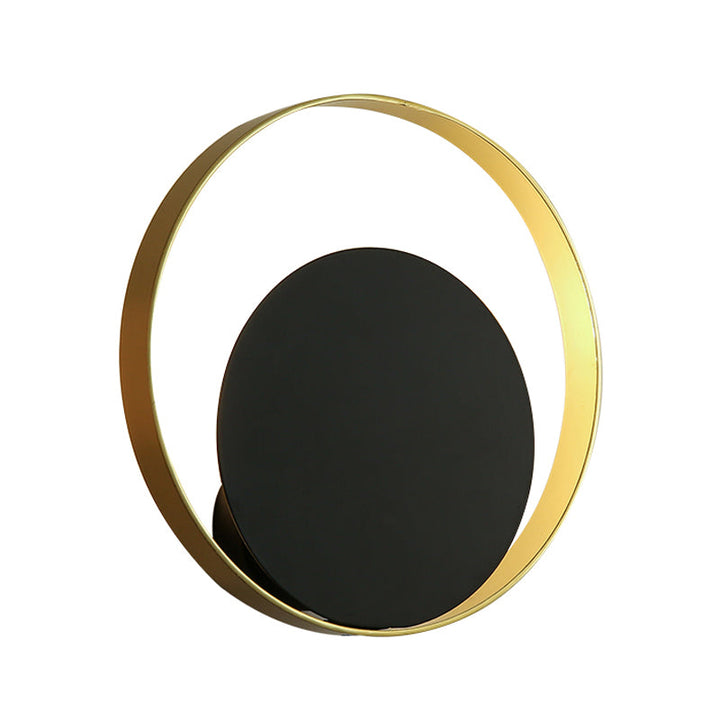Lisslune | Metallic Round Wall Light Modernist 1-Head LED Wall Lamp in Black and Gold for the Corner