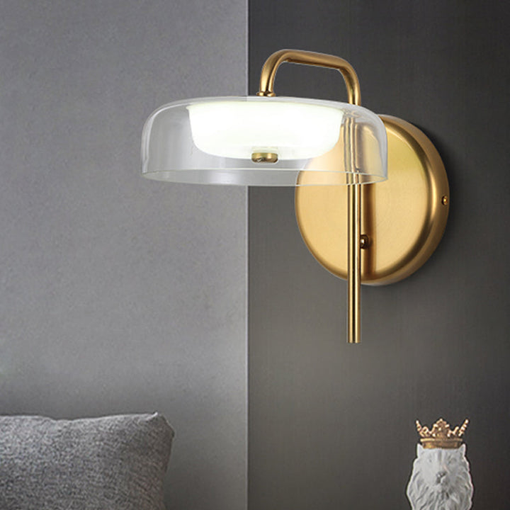 Lisslune | LED Nightstand Wall Light Post-Modern Gold Wall Light with Bowl Clear Glass Shade
