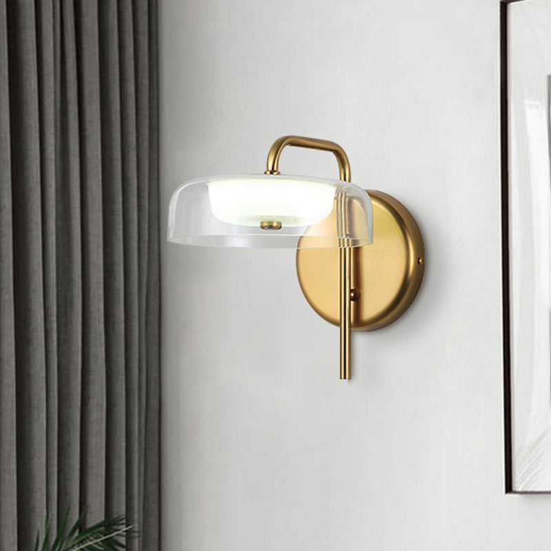 Lisslune | LED Nightstand Wall Light Post-Modern Gold Wall Light with Bowl Clear Glass Shade