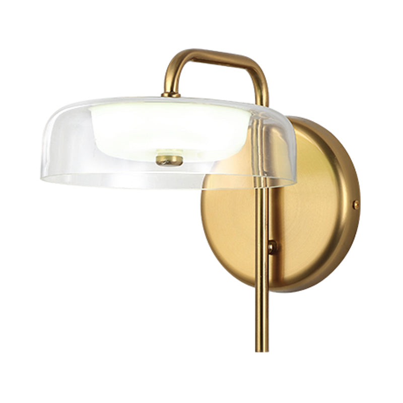 Lisslune | LED Nightstand Wall Light Post-Modern Gold Wall Light with Bowl Clear Glass Shade
