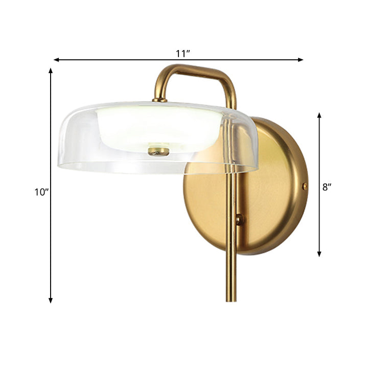 Lisslune | LED Nightstand Wall Light Post-Modern Gold Wall Light with Bowl Clear Glass Shade