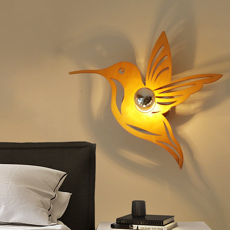 Lisslune | Contemporary bird-shaped wall lamp wood 1 bulb bedside wall lamp in beige