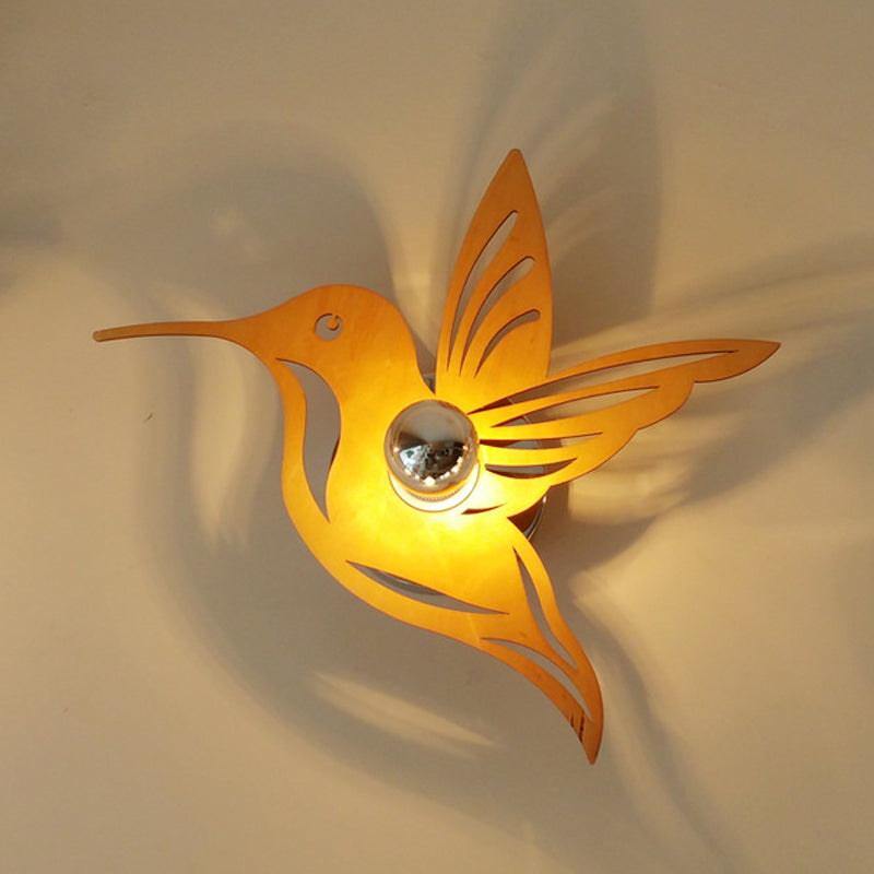 Lisslune | Contemporary bird-shaped wall lamp wood 1 bulb bedside wall lamp in beige