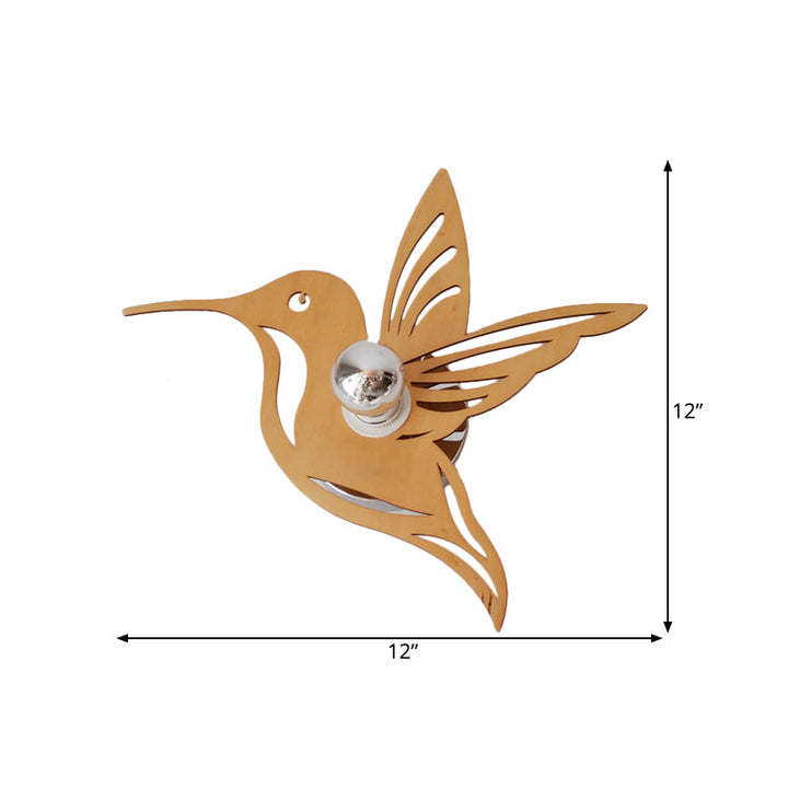Lisslune | Contemporary bird-shaped wall lamp wood 1 bulb bedside wall lamp in beige