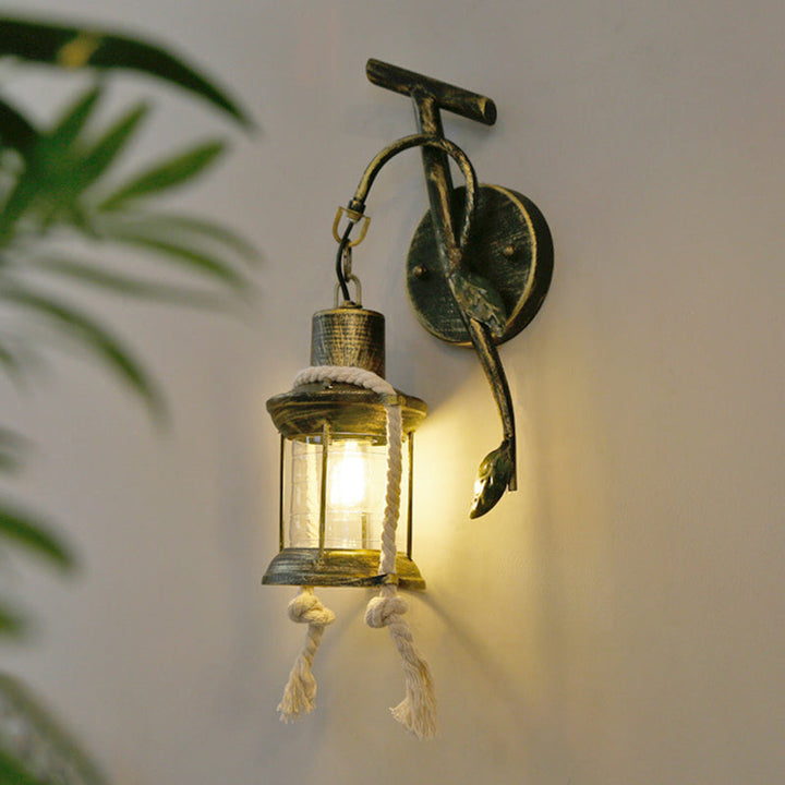 Lisslune | Brass 1 Light Wall Mount Lighting Warehouse Metal Kerosene Wall Lamp Sconces with Leaf Design