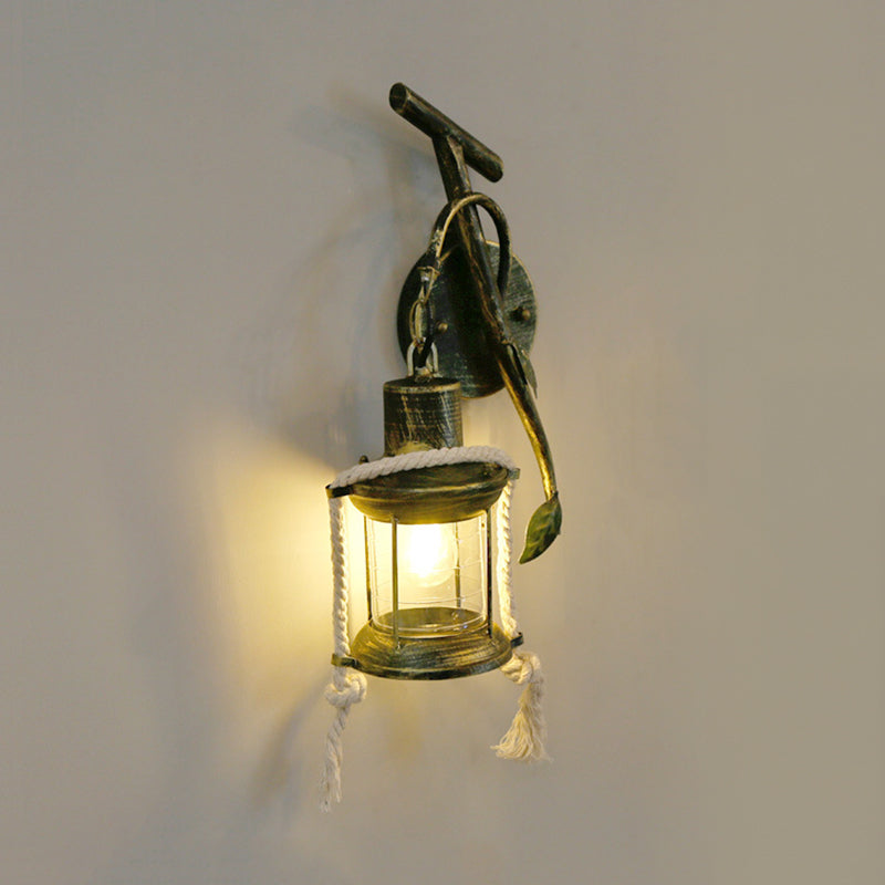 Lisslune | Brass 1 Light Wall Mount Lighting Warehouse Metal Kerosene Wall Lamp Sconces with Leaf Design