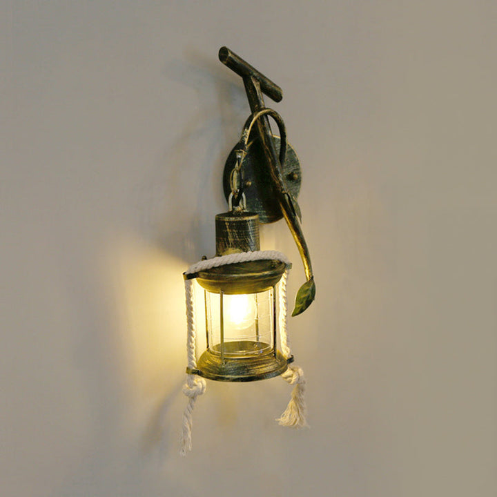 Lisslune | Brass 1 Light Wall Mount Lighting Warehouse Metal Kerosene Wall Lamp Sconces with Leaf Design