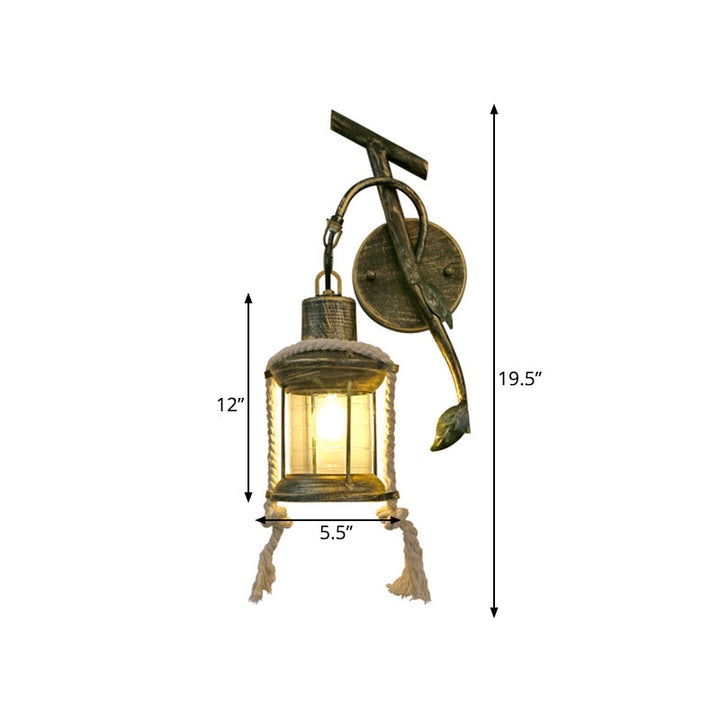 Lisslune | Brass 1 Light Wall Mount Lighting Warehouse Metal Kerosene Wall Lamp Sconces with Leaf Design