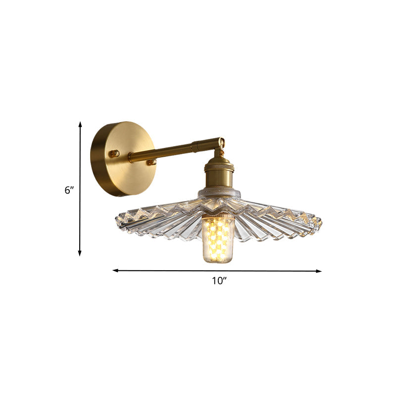 Lisslune | 1 Head Nightstand Wall Light Simple Brass Wall Mounted Lamp with Wavy Clear Glass Shade