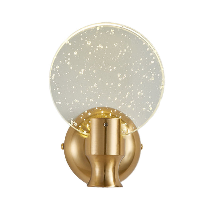 Lisslune | Modern Circle Panel Wall Lamp Wall Light Bubble Crystal LED Bedroom Wall Mounted Lamp in Gold, 5"/6" Width