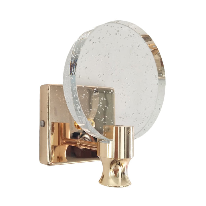 Lisslune | Modern Circle Panel Wall Lamp Wall Light Bubble Crystal LED Bedroom Wall Mounted Lamp in Gold, 5"/6" Width