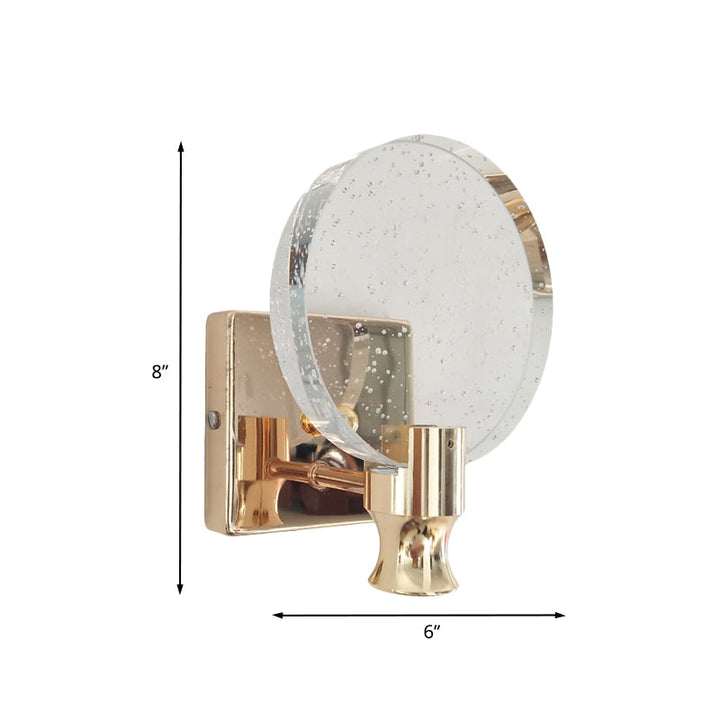 Lisslune | Modern Circle Panel Wall Lamp Wall Light Bubble Crystal LED Bedroom Wall Mounted Lamp in Gold, 5"/6" Width