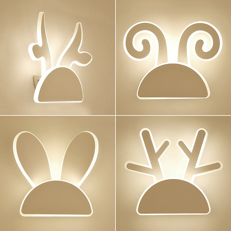 Skørter | White Finish Rabbit Wall Lamp Animal Cute Acrylic LED Wall Lamp for Hallway Children's Bedroom