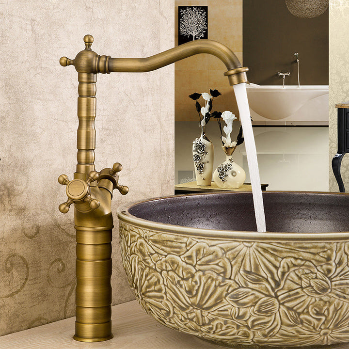 Lisslune | Industrial Widespread Bathroom Faucet Cross Handle Medium Sink Faucet
