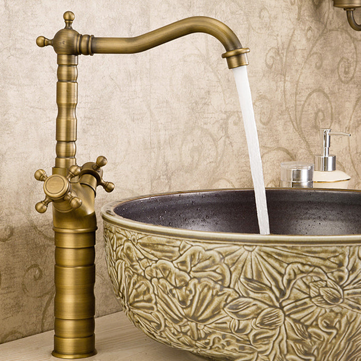 Lisslune | Industrial Widespread Bathroom Faucet Cross Handle Medium Sink Faucet