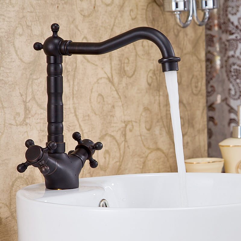 Lisslune | Industrial Widespread Bathroom Faucet Cross Handle Medium Sink Faucet
