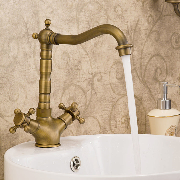 Lisslune | Industrial Widespread Bathroom Faucet Cross Handle Medium Sink Faucet