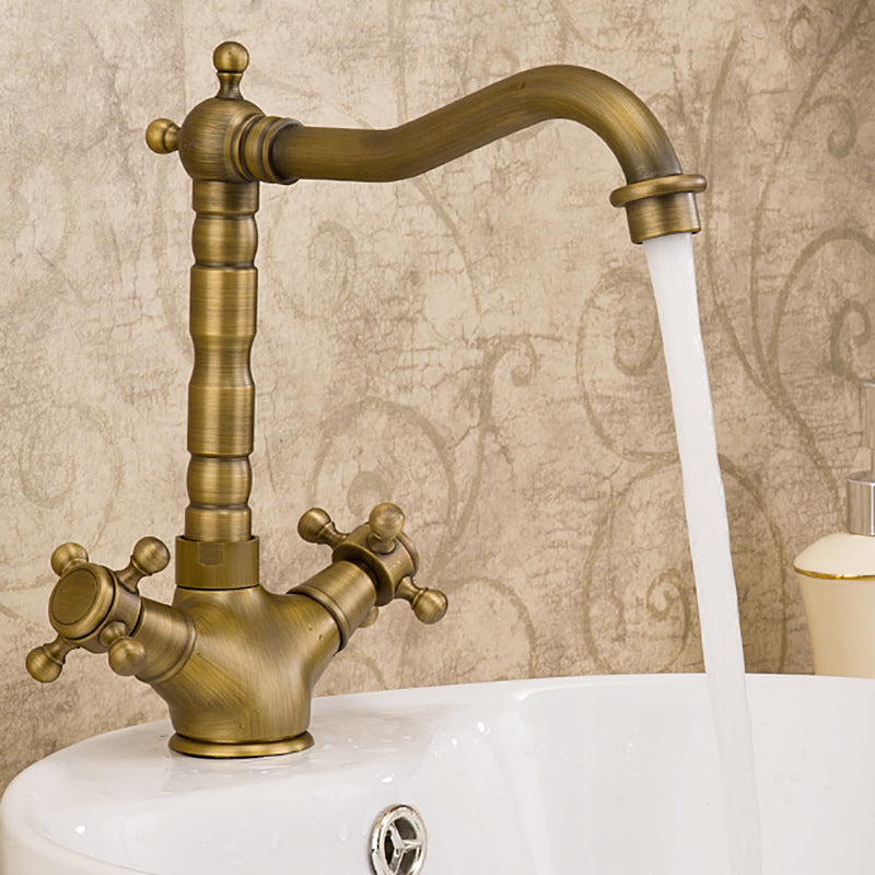Lisslune | Industrial Widespread Bathroom Faucet Cross Handle Medium Sink Faucet