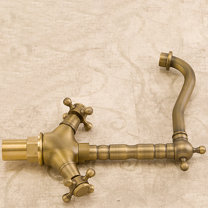 Lisslune | Industrial Widespread Bathroom Faucet Cross Handle Medium Sink Faucet