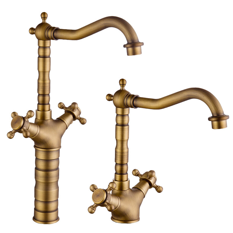 Lisslune | Industrial Widespread Bathroom Faucet Cross Handle Medium Sink Faucet