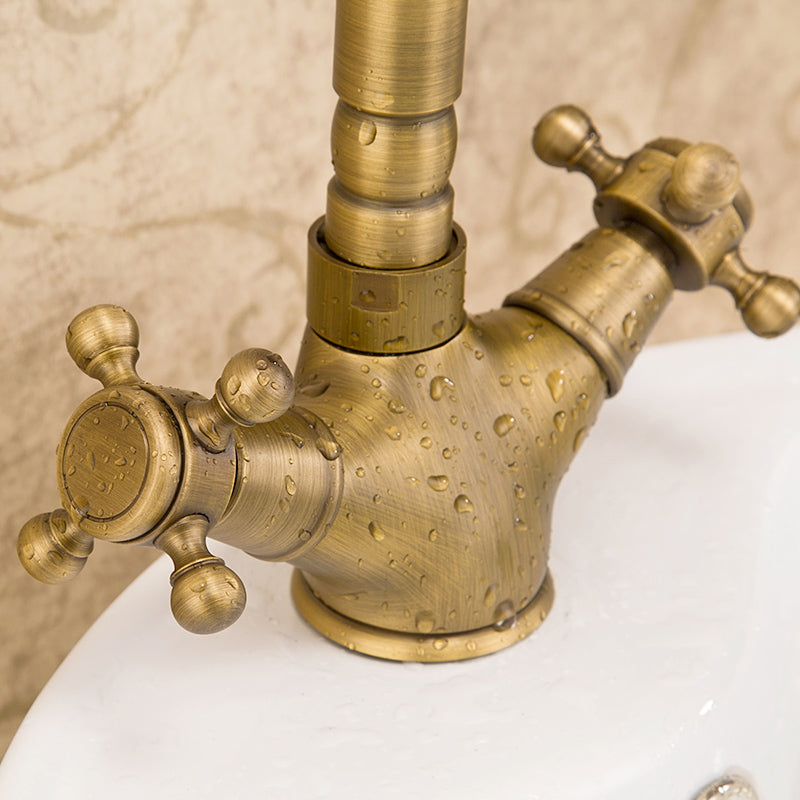 Lisslune | Industrial Widespread Bathroom Faucet Cross Handle Medium Sink Faucet