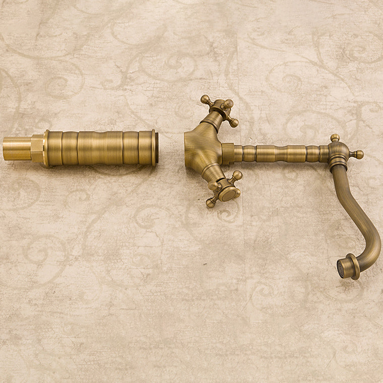 Lisslune | Industrial Widespread Bathroom Faucet Cross Handle Medium Sink Faucet