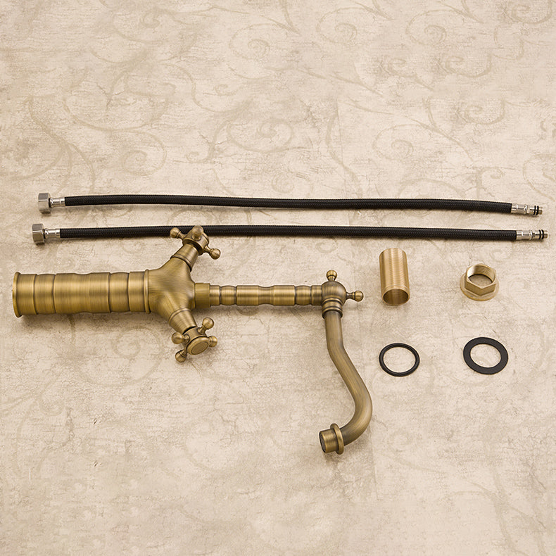 Lisslune | Industrial Widespread Bathroom Faucet Cross Handle Medium Sink Faucet