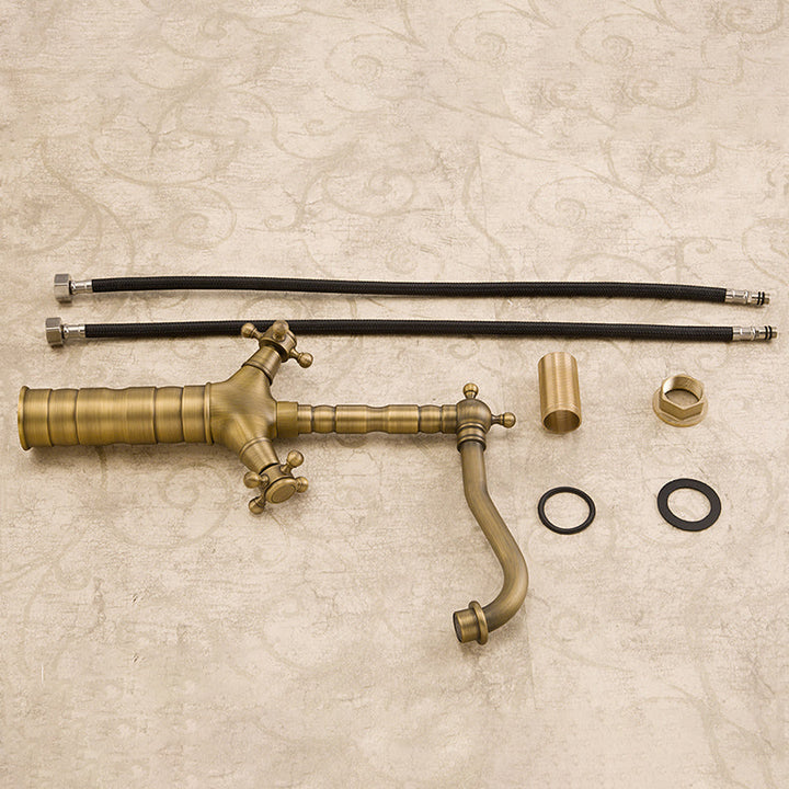 Lisslune | Industrial Widespread Bathroom Faucet Cross Handle Medium Sink Faucet
