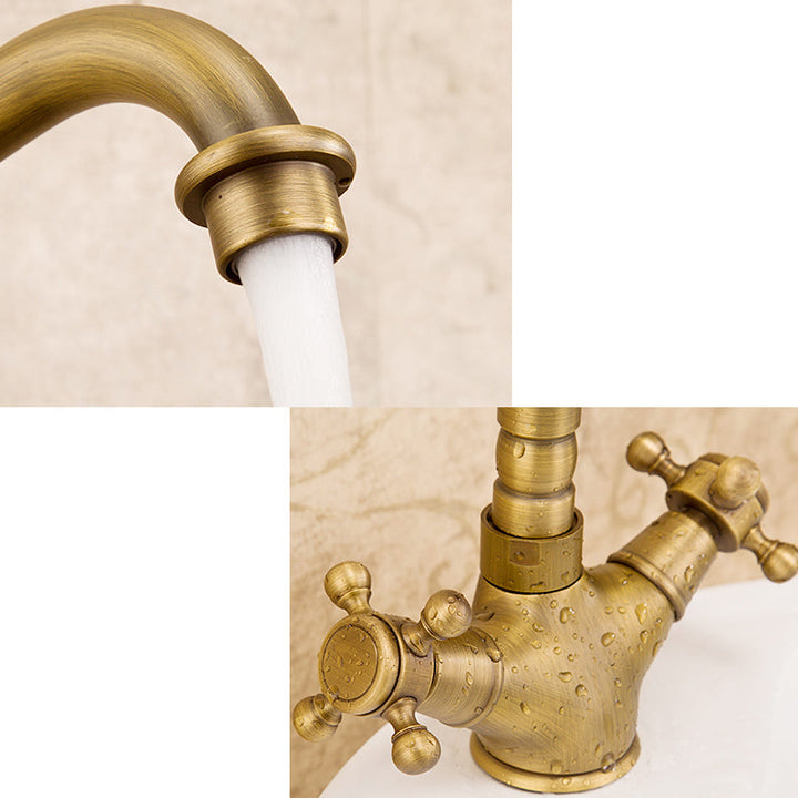 Lisslune | Industrial Widespread Bathroom Faucet Cross Handle Medium Sink Faucet