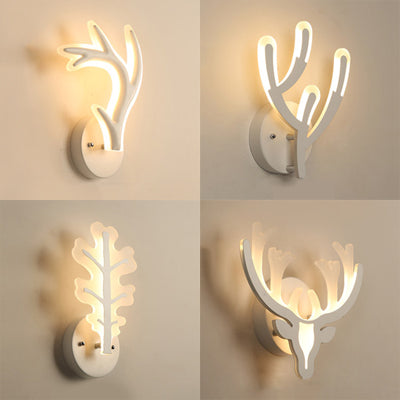 Skørter | Reh Horn LED Wall Lamp Animal Style Acrylic Wall Lamp in White for Adults Kids Bedroom
