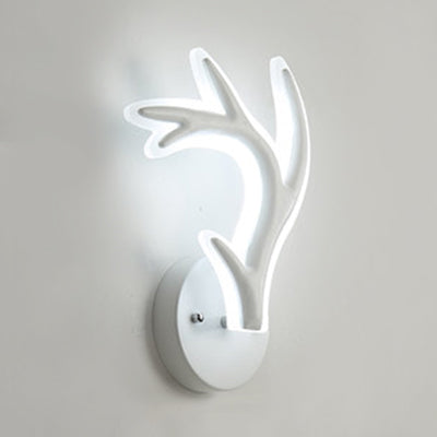 Skørter | Reh Horn LED Wall Lamp Animal Style Acrylic Wall Lamp in White for Adults Kids Bedroom