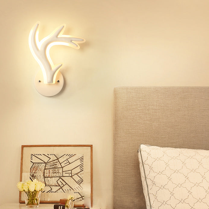 Skørter | Reh Horn LED Wall Lamp Animal Style Acrylic Wall Lamp in White for Adults Kids Bedroom