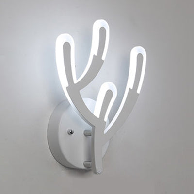 Skørter | Reh Horn LED Wall Lamp Animal Style Acrylic Wall Lamp in White for Adults Kids Bedroom