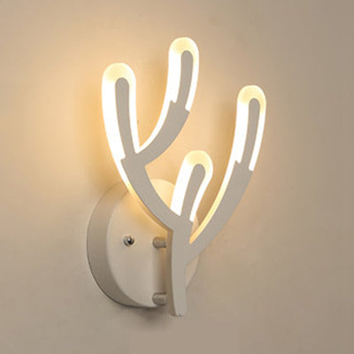 Skørter | Reh Horn LED Wall Lamp Animal Style Acrylic Wall Lamp in White for Adults Kids Bedroom