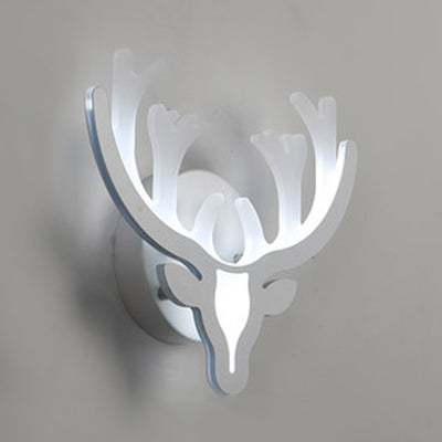 Skørter | Reh Horn LED Wall Lamp Animal Style Acrylic Wall Lamp in White for Adults Kids Bedroom