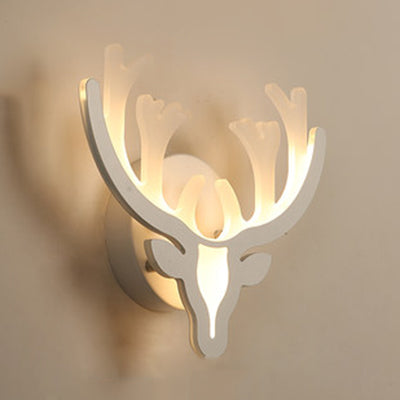 Skørter | Reh Horn LED Wall Lamp Animal Style Acrylic Wall Lamp in White for Adults Kids Bedroom