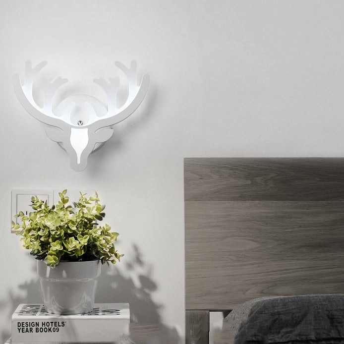 Skørter | Reh Horn LED Wall Lamp Animal Style Acrylic Wall Lamp in White for Adults Kids Bedroom