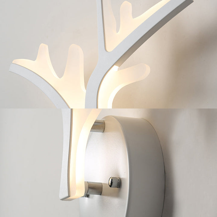 Skørter | Reh Horn LED Wall Lamp Animal Style Acrylic Wall Lamp in White for Adults Kids Bedroom