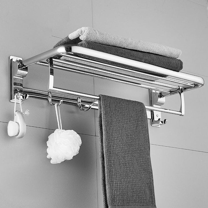 Lisslune | Polished Chrome Bathroom Accessory Set Modern Bathroom Shelf Stainless Steel