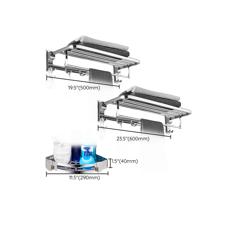 Lisslune | Polished Chrome Bathroom Accessory Set Modern Bathroom Shelf Stainless Steel