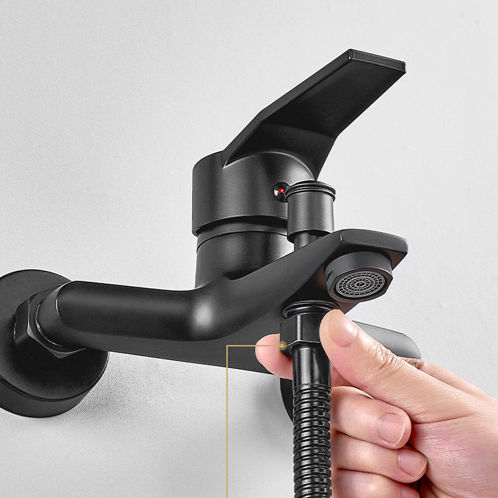 Lisslune | Wall-mounted fixed bathtub faucet lever handle with hand shower