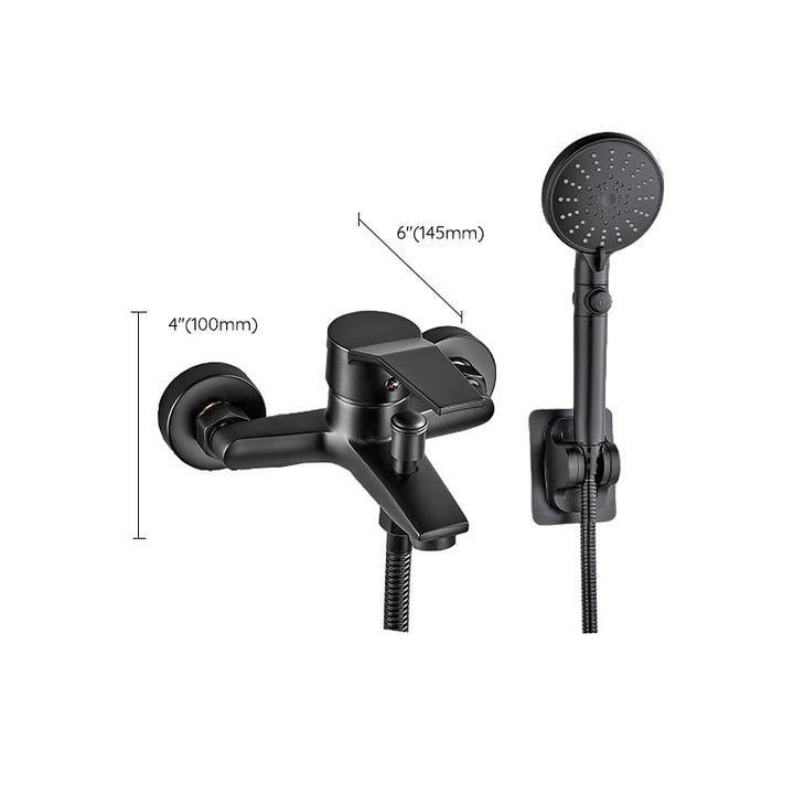 Lisslune | Wall-mounted fixed bathtub faucet lever handle with hand shower